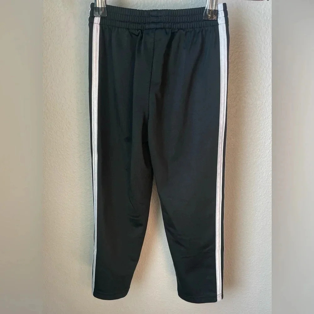 Adidas kids black and white Joggers pants. Size 4T. 100% polyester. - Picture 6 of 9